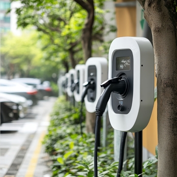 街道旁的电动汽车充电站