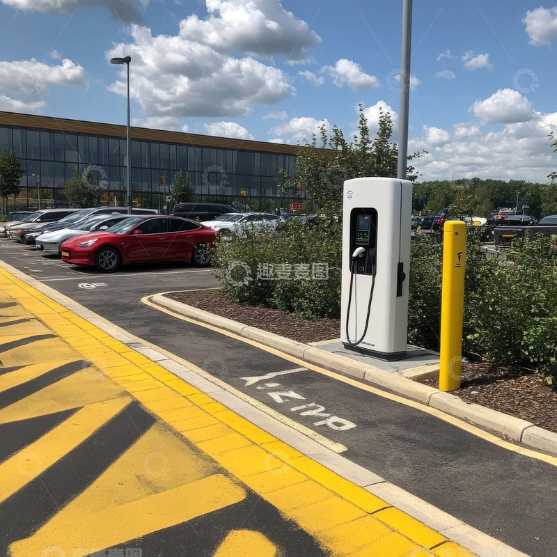 高清大图下载【趣麦麦图】停车场内的电动汽车充电站