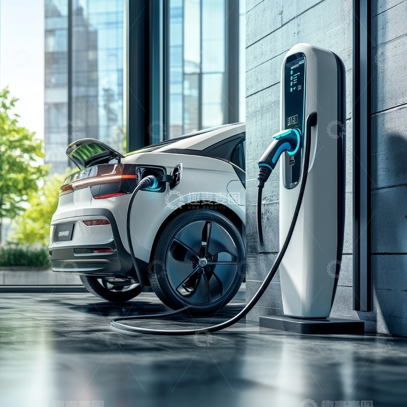 高清大图下载【趣麦麦图】电动汽车正在充电站充电