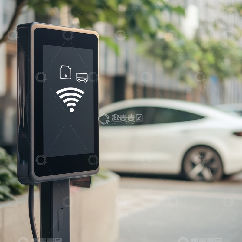 高清大图下载【趣麦麦图】智能充电桩显示屏与电动汽车