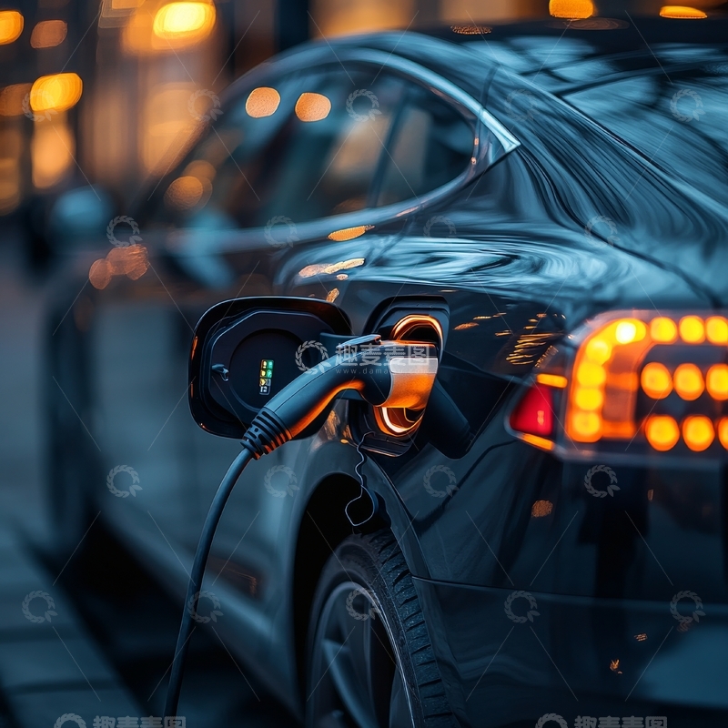高清大图下载【趣麦麦图】夜晚充电的电动汽车
