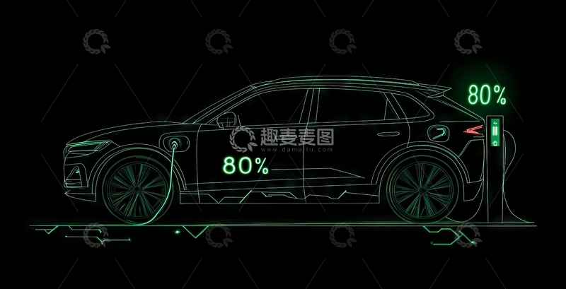 高清大图下载【趣麦麦图】电动汽车充电状态展示图