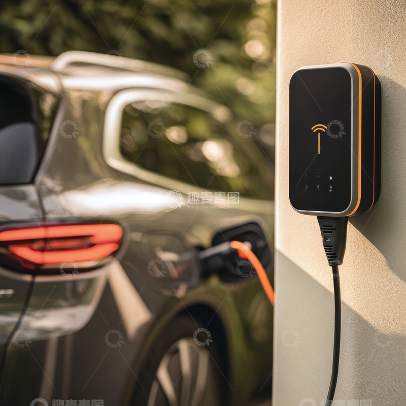高清大图下载【趣麦麦图】电动汽车正在充电站充电