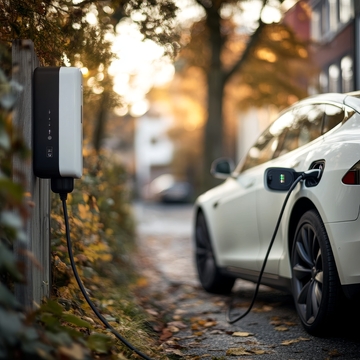 电动汽车正在充电站充电