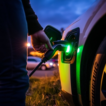 夜晚为电动汽车充电