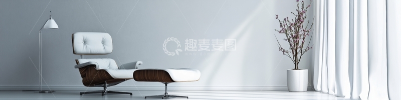 高清大图下载【趣麦麦图】简约室内设计，白色沙发与落地灯
