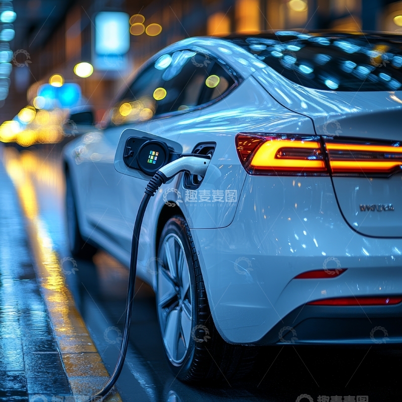 高清大图下载【趣麦麦图】电动汽车夜间充电
