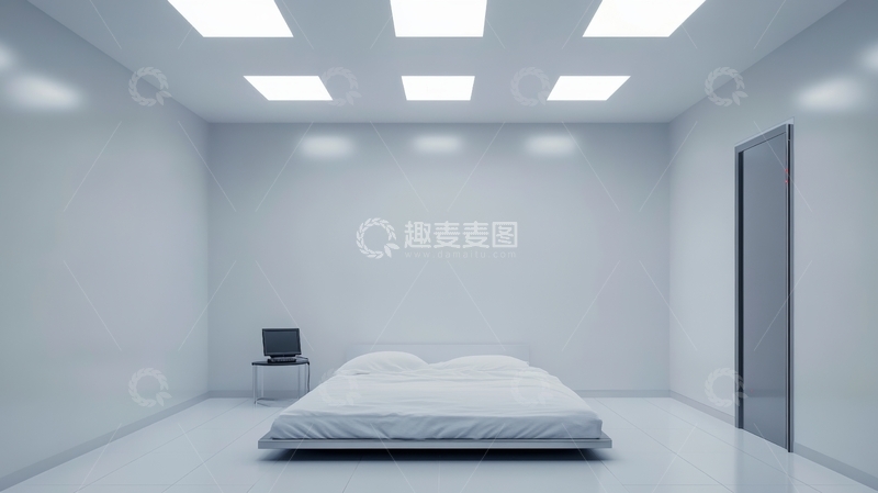 高清大图下载【趣麦麦图】简约现代卧室，白色空间设计