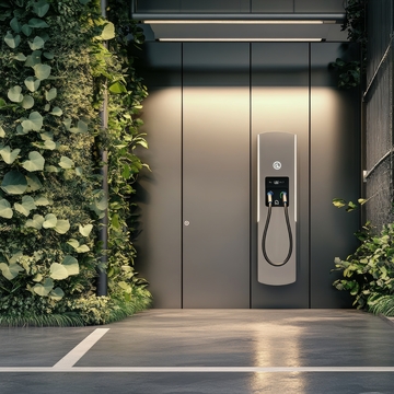 现代车库内的电动汽车充电站