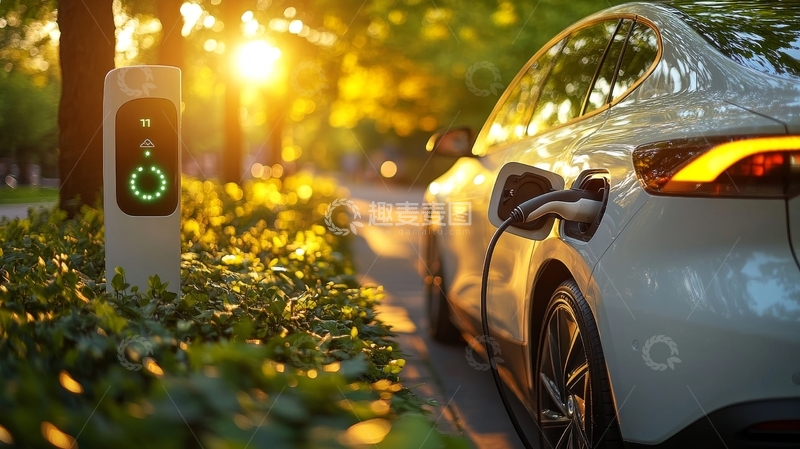 高清大图下载【趣麦麦图】电动汽车正在充电站充电
