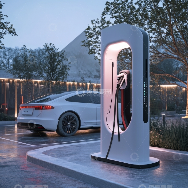 高清大图下载【趣麦麦图】电动汽车在充电站充电