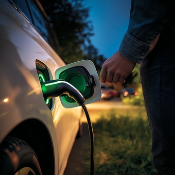 电动汽车充电，手握插头