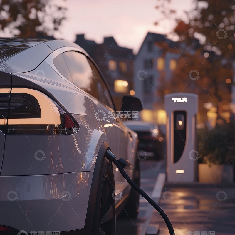高清大图下载【趣麦麦图】电动汽车在充电站充电