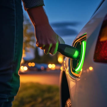 夜晚为电动汽车充电