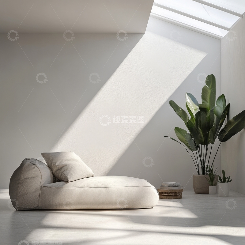 高清大图下载【趣麦麦图】阳光洒落的简约室内一角