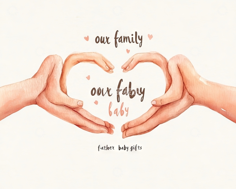 高清大图下载【趣麦麦图】双手托举爱心，家庭主题插画