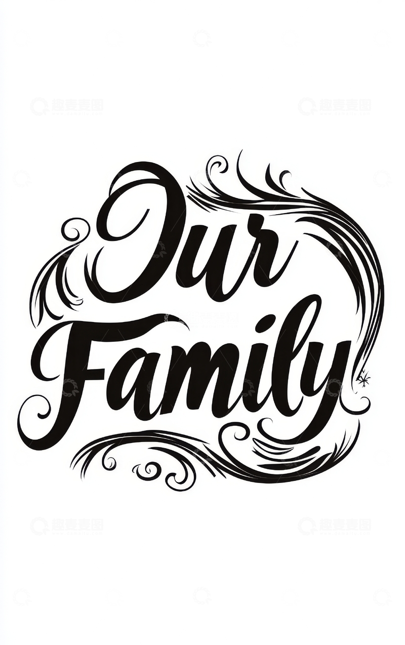 高清大图下载【趣麦麦图】手写艺术字体&ldquo;我们的家庭&rdquo;