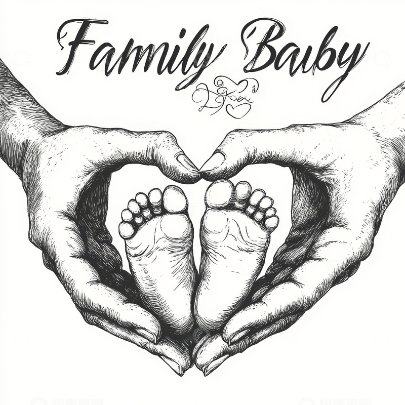 高清大图下载【趣麦麦图】双手围成心形托住婴儿小脚