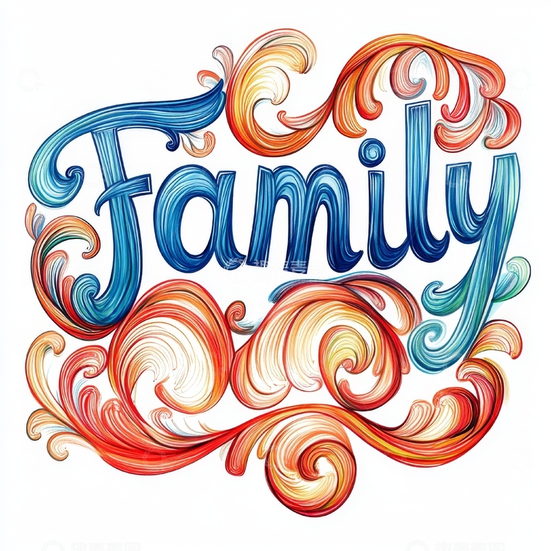 高清大图下载【趣麦麦图】色彩斑斓的&ldquo;Family&rdquo;艺术字设计