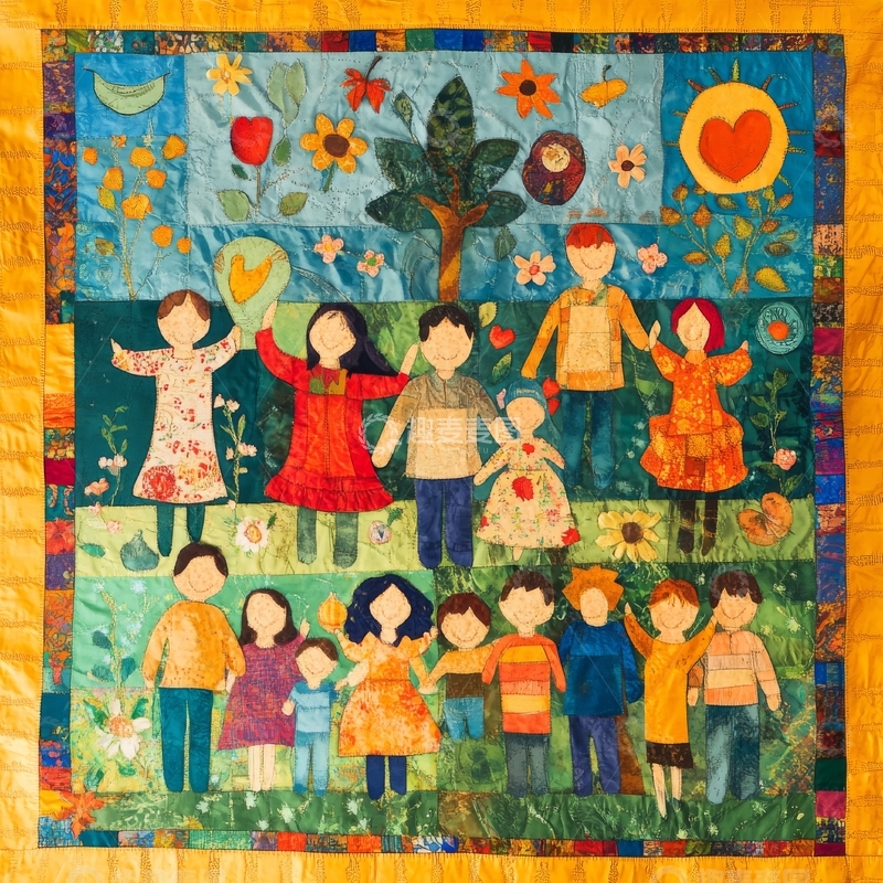 多彩家庭树布艺拼图