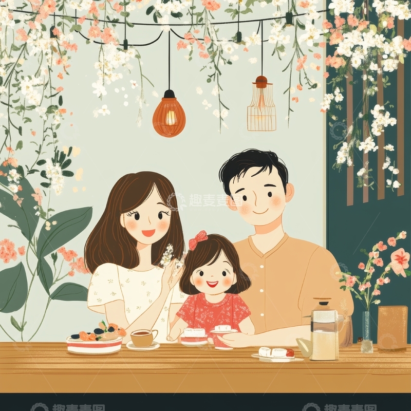 高清大图下载【趣麦麦图】温馨家庭共度美好时光