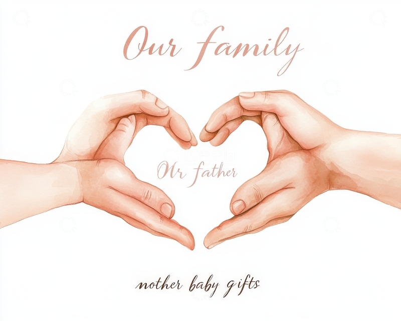 双手比心，家庭温馨主题插画