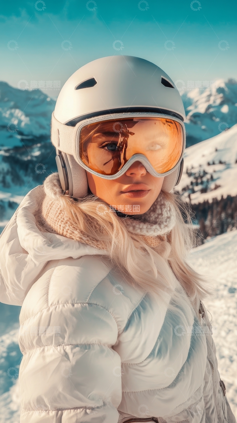 高清大图下载【趣麦麦图】雪地中的滑雪者