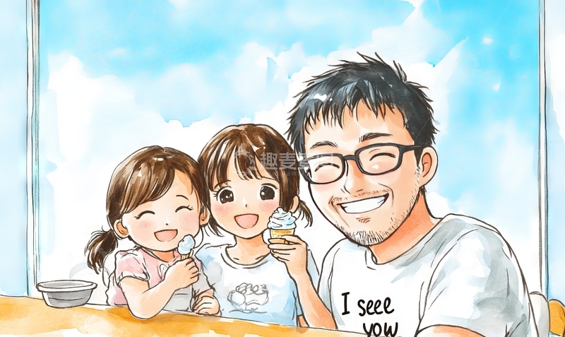 温馨家庭时光：共享冰淇淋