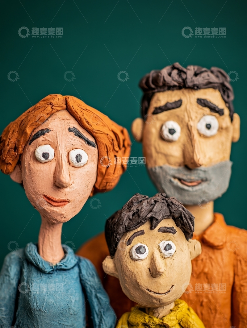 高清大图下载【趣麦麦图】三个人物的粘土雕塑肖像