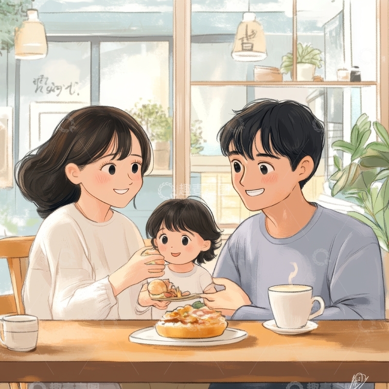 温馨家庭共进早餐