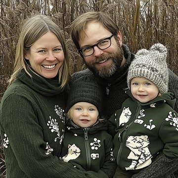 一家四口在户外合影