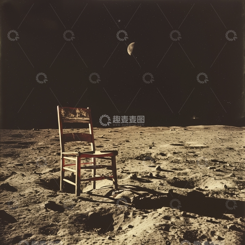 高清大图下载【趣麦麦图】月球表面的木椅