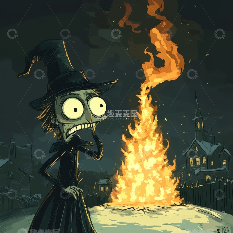 高清大图下载【趣麦麦图】巫师与篝火的神秘夜晚