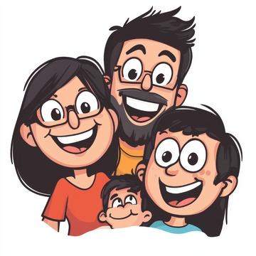 卡通风格的四口之家