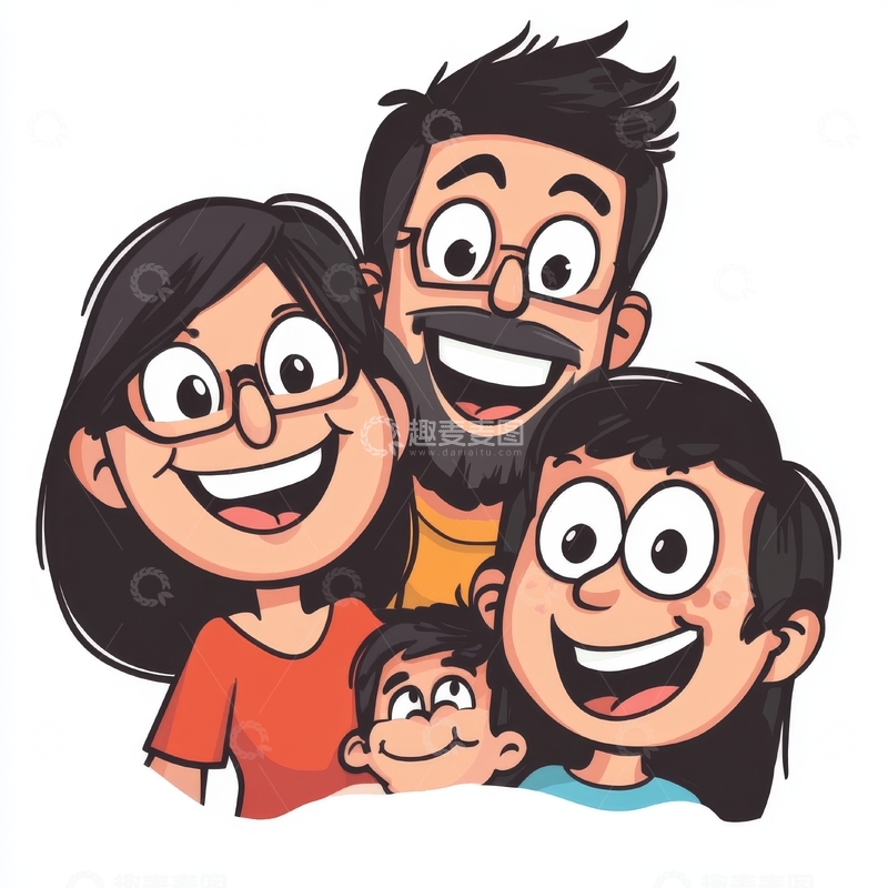卡通风格的四口之家
