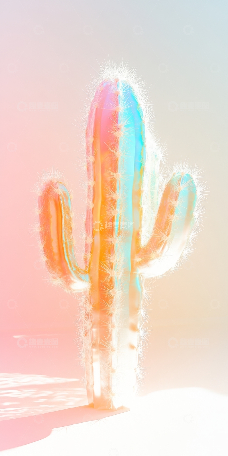高清大图下载【趣麦麦图】渐变色彩的仙人掌