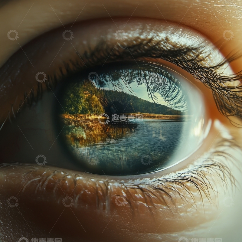 高清大图下载【趣麦麦图】眼中倒映的湖畔景色