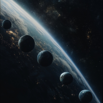 行星轨迹与地球边缘的壮丽景象