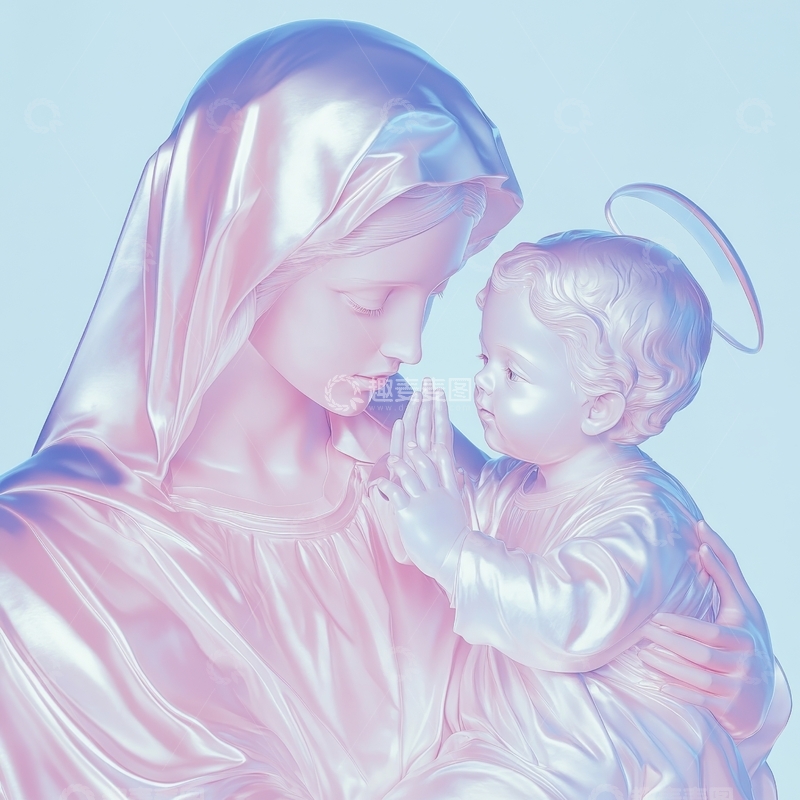 高清大图下载【趣麦麦图】母子雕像，温柔相拥