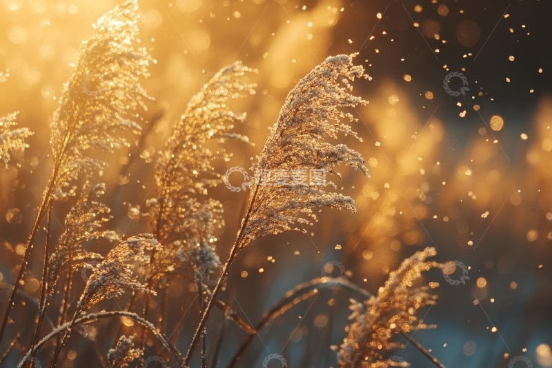 高清大图下载【趣麦麦图】金色阳光下的芦苇