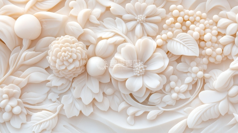 高清大图下载【趣麦麦图】精美浮雕花卉艺术装饰