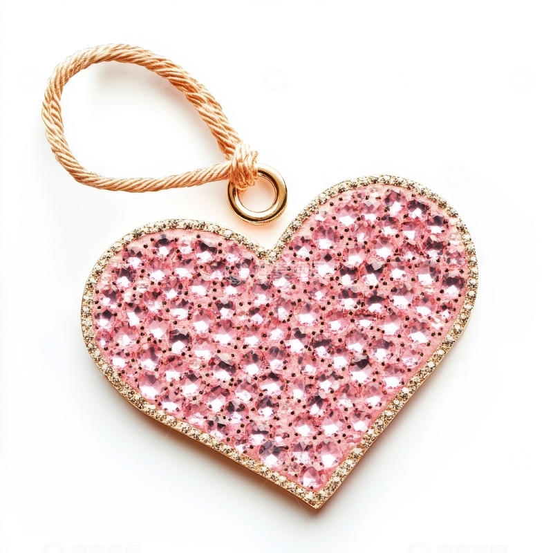 高清大图下载【趣麦麦图】粉色闪亮心形挂饰
