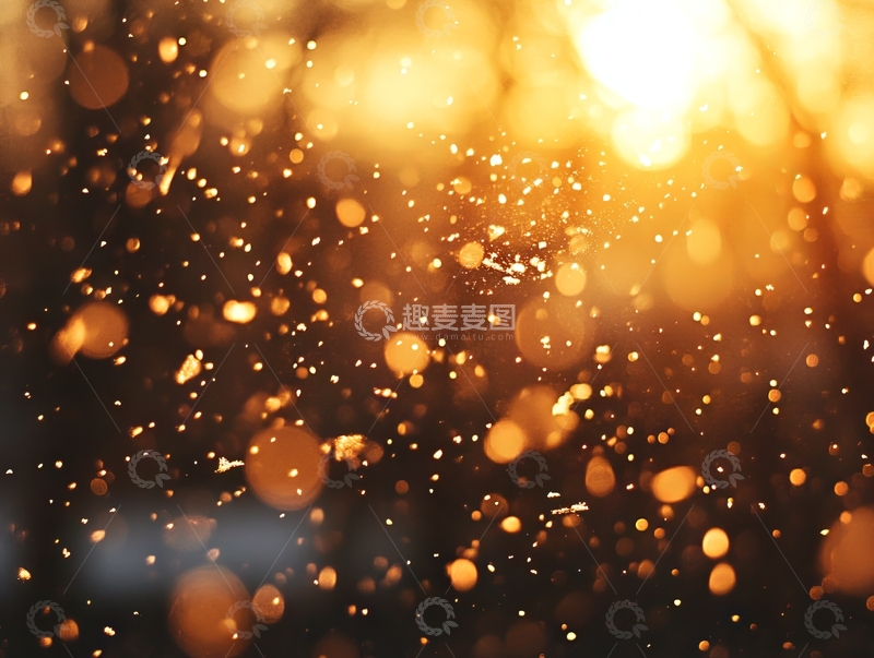 高清大图下载【趣麦麦图】-金色光斑与悬浮颗粒的梦幻场景