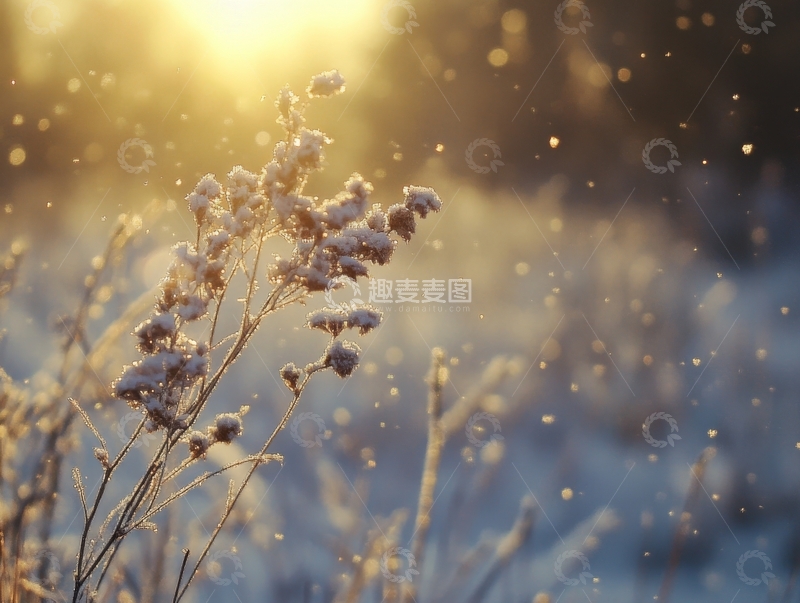 高清大图下载【趣麦麦图】冬日晨光中的霜花