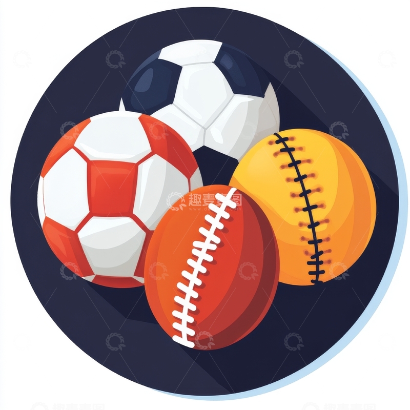 高清大图下载【趣麦麦图】多种运动球类的圆形排列