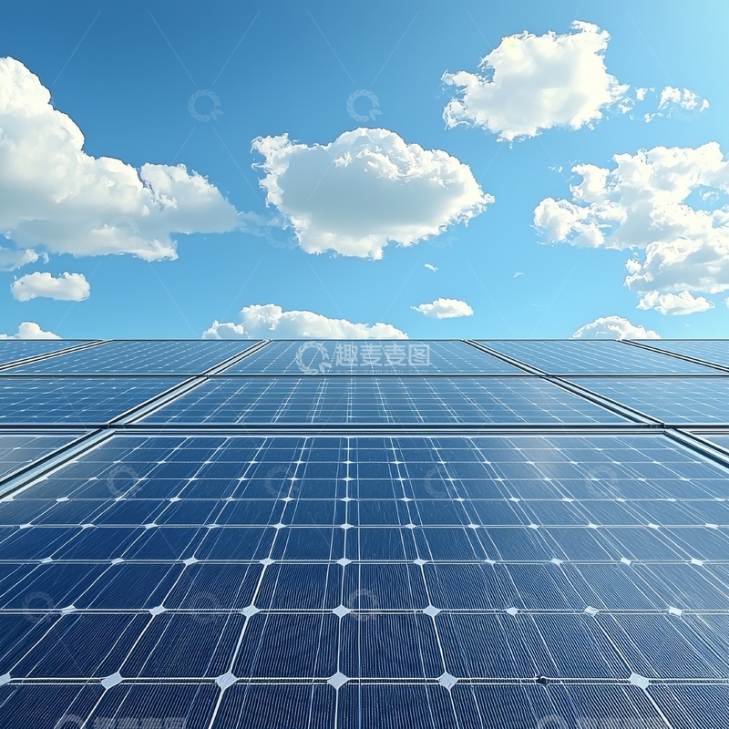 高清大图下载【趣麦麦图】太阳能板与蓝天白云