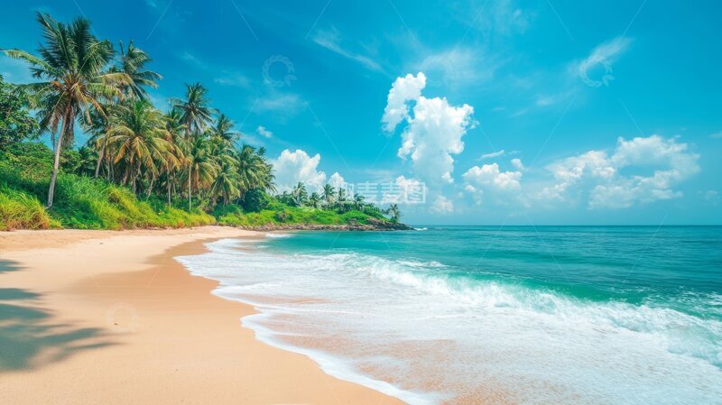高清大图下载【趣麦麦图】热带海滩与碧海蓝天