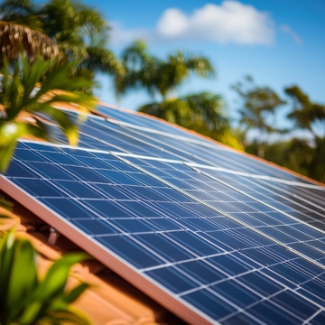 屋顶上的太阳能板