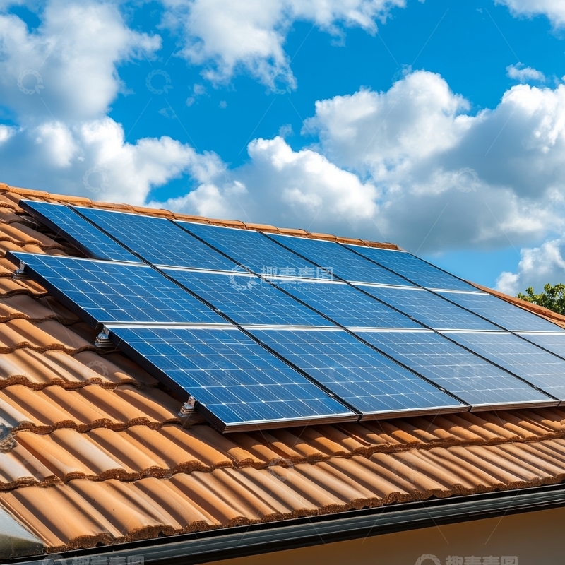 高清大图下载【趣麦麦图】-屋顶上的太阳能板
