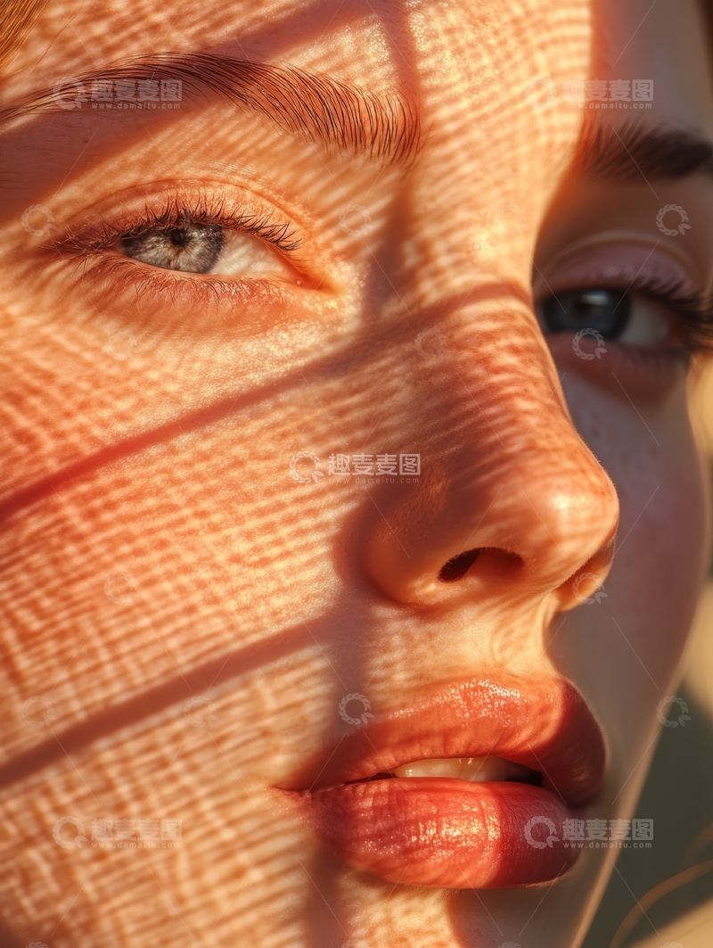 高清大图下载【趣麦麦图】光影交错的面部特写